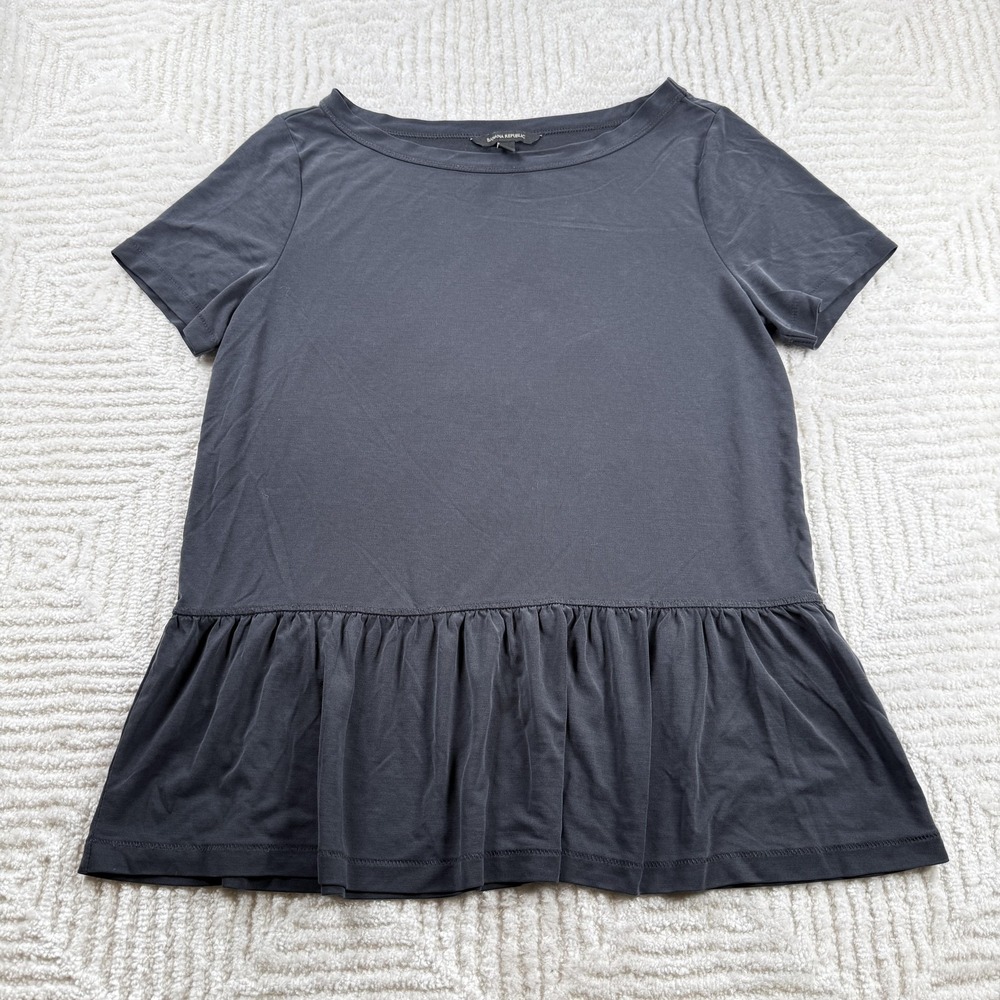 Banana Republic Shirt Womens S Gray Peplum Jersey Casual Dark Romantic Gothic